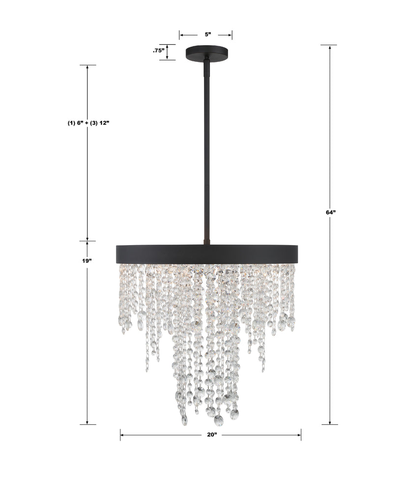 Winham 5 Light Black Forged Chandelier Crystorama