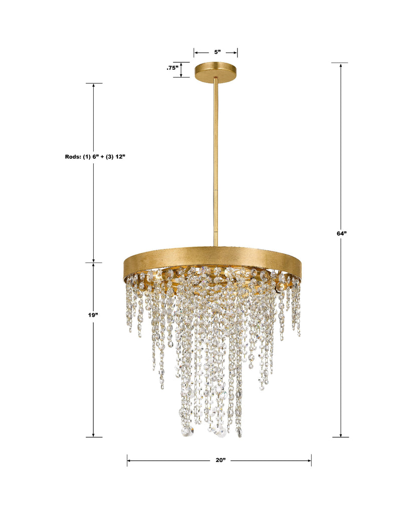 Winham 5 Light Antique Gold Crystal Chandelier Crystorama