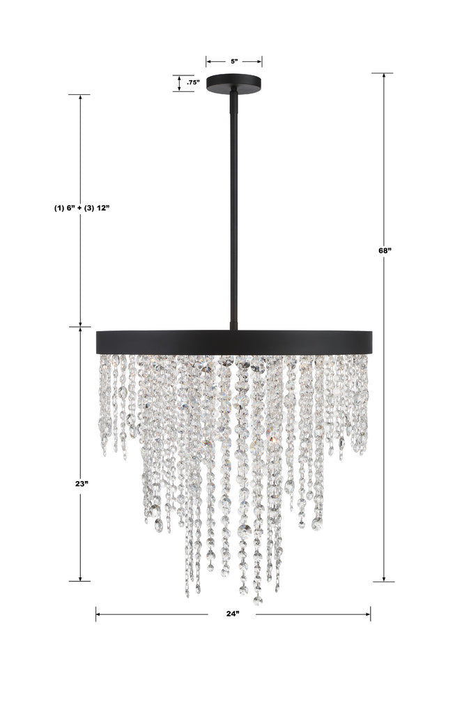 Winham 6 Light Black Forged Chandelier Crystorama