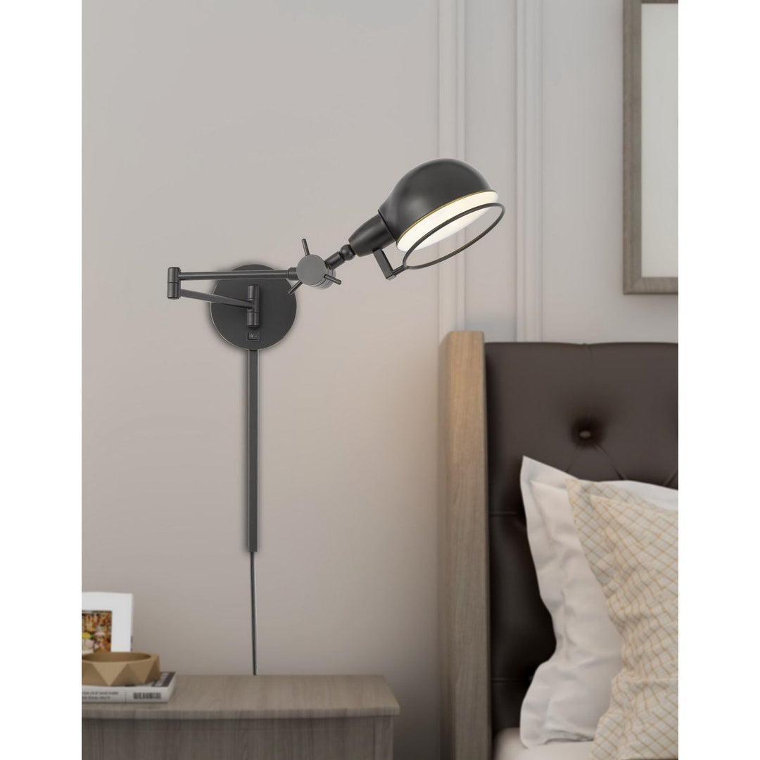 60W LINTHAL SWING ARM WALL LAMP WITH ADJUSTABLE SHADE WITH 3 FT WIRE COVER Cal Lighting