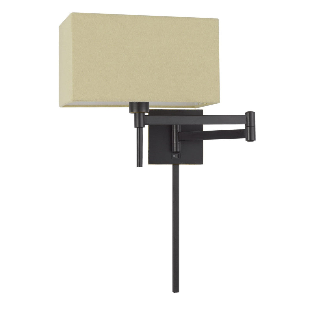 60W ROBSON WALL SWING ARM READING LAMP WITH RECTANGULAR HARDBACK FABRIC SHADE. 3 FT WIRE COVER INCLUDED. Cal Lighting