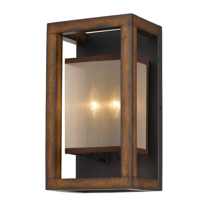 40W X 2 RUBBER WOOD WALL SCONCE WITH ORGANZA SHADE (EDISON BULBS NOT INCLUDED) Cal Lighting