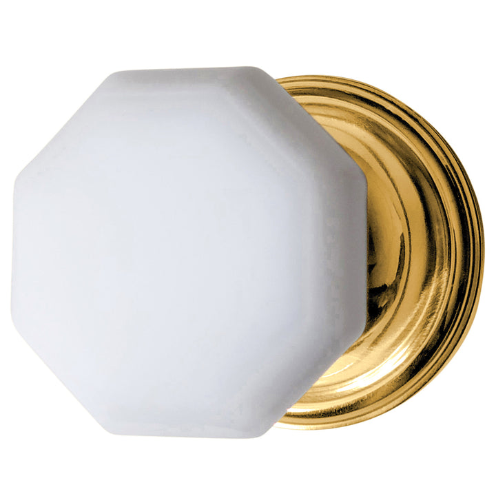 Traditional Rosette Door Set with Octagon Milk Glass Door Knobs (Several Finishes Availabe)