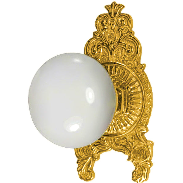 Ornate Victorian Rosette Door Set with White Porcelain Door Knobs (Several Finishes Available)