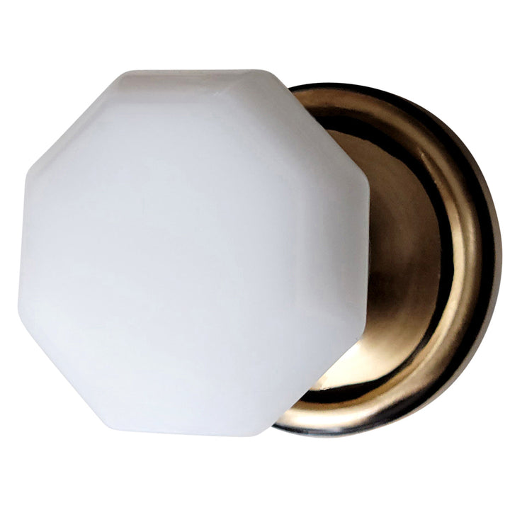 Traditional Rosette Door Set with Octagon Milk Glass Door Knobs (Several Finishes Availabe) COPPER MOUNTAIN HARDWARE