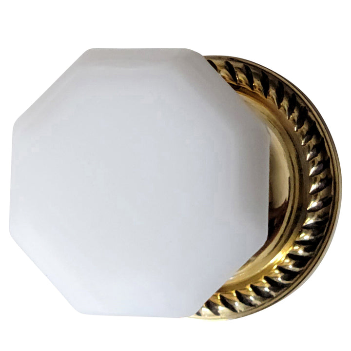 Georgian Roped Rosette with Octagon Milk Glass Door Knobs (Several Finishes Available) COPPER MOUNTAIN HARDWARE
