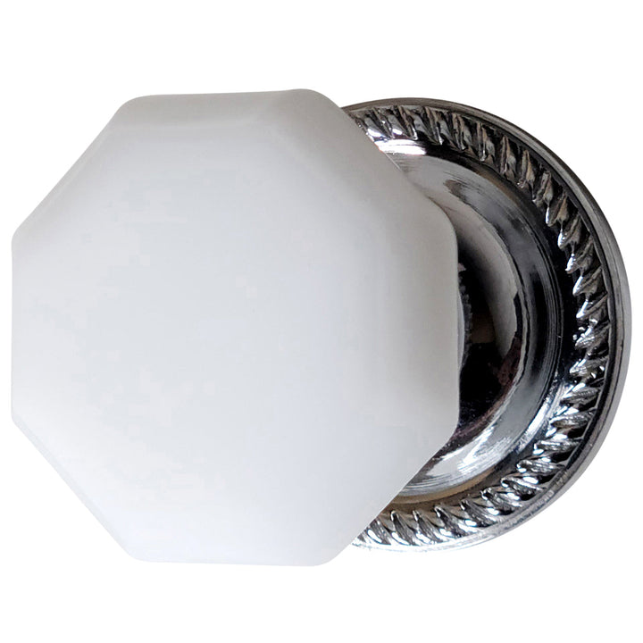 Georgian Roped Rosette with Octagon Milk Glass Door Knobs (Several Finishes Available) COPPER MOUNTAIN HARDWARE