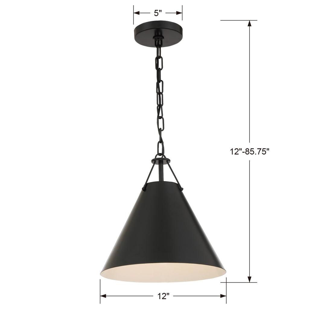 Xavier 1 Light Matte Black Mini Pendant Crystorama