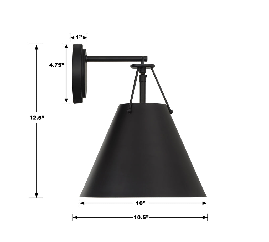 Xavier 1 Light Matte Black Sconce Crystorama