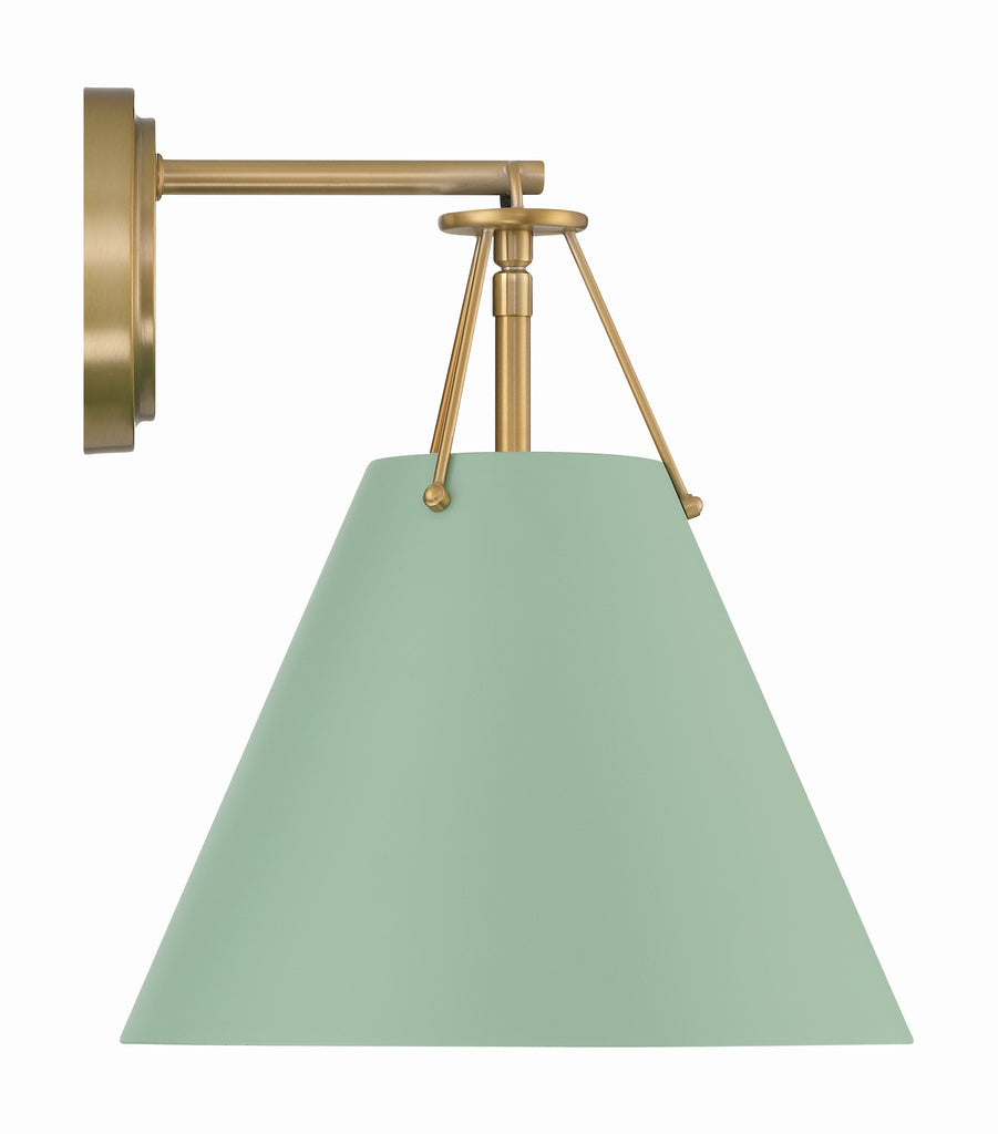 Xavier 1 Light Vibrant Gold + Green Sconce Crystorama