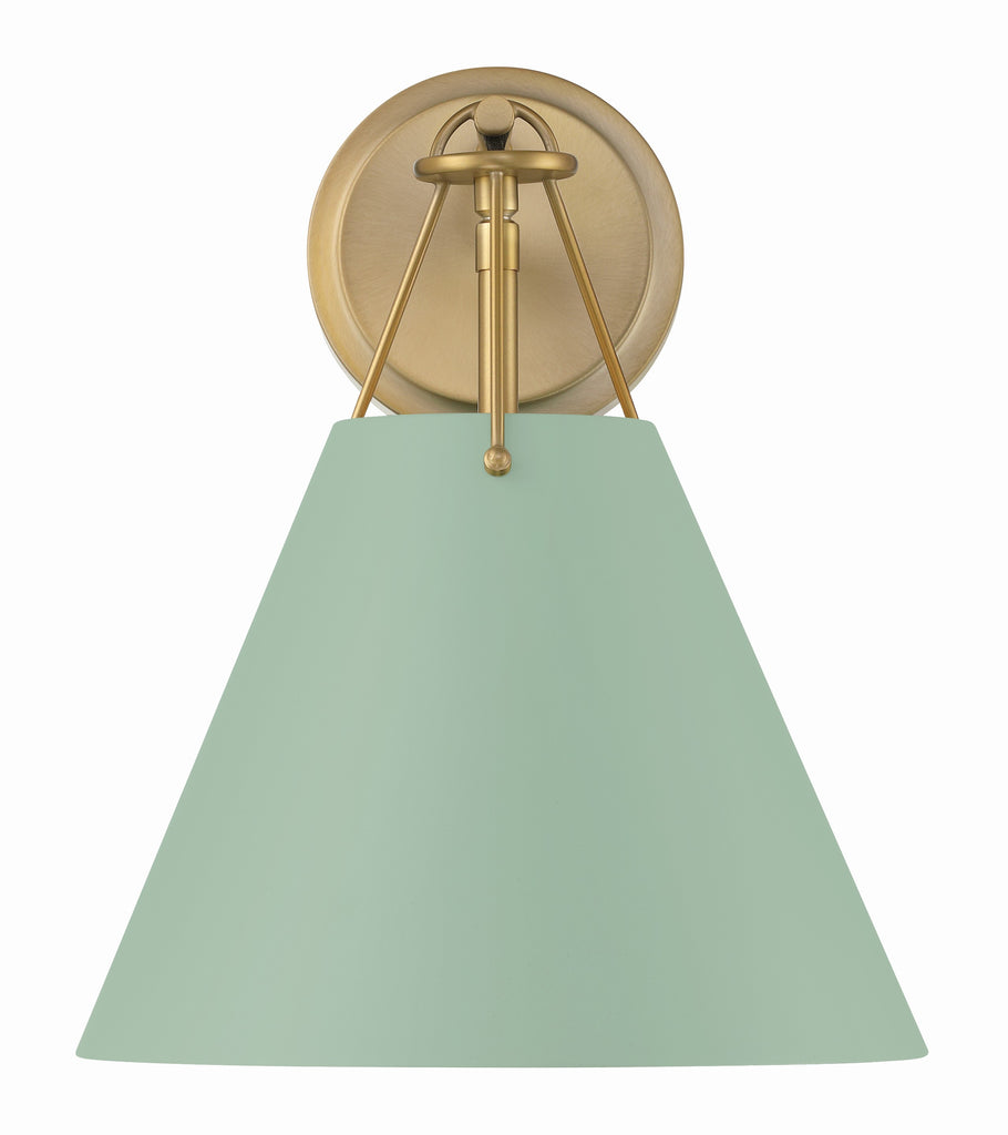 Xavier 1 Light Vibrant Gold + Green Sconce Crystorama