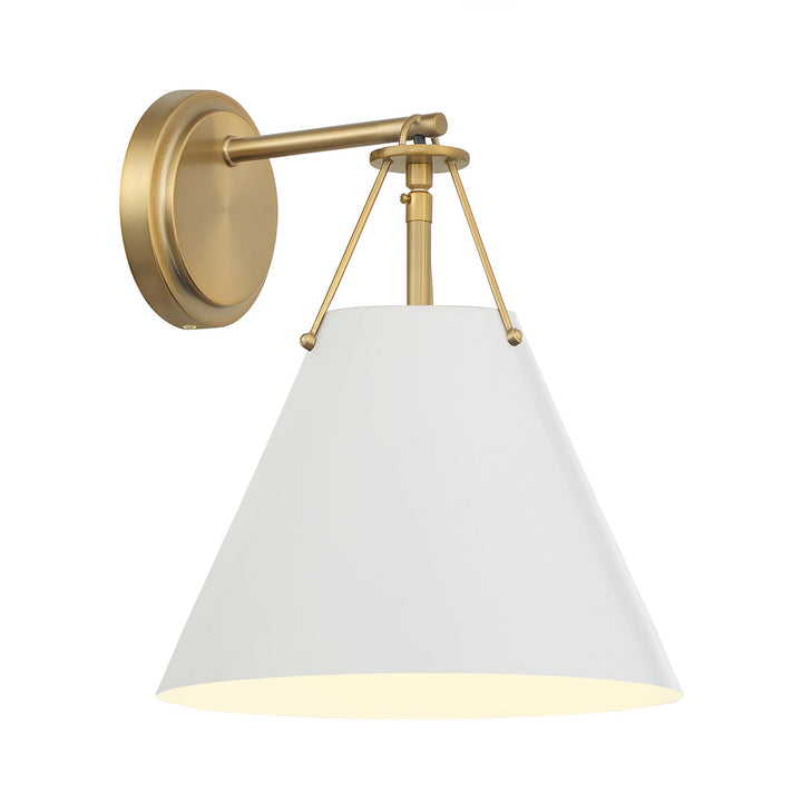 Xavier 1 Light Vibrant Gold + White Sconce Crystorama