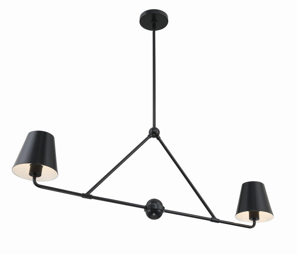 Xavier 2 Light Matte Black Chandelier Crystorama