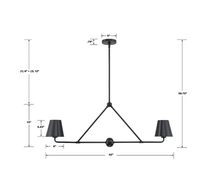 Xavier 2 Light Matte Black Chandelier Crystorama