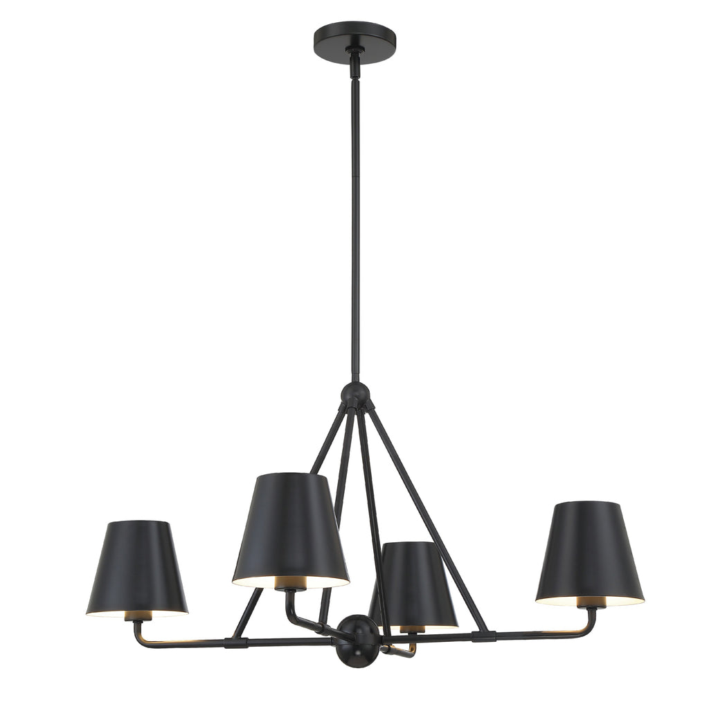 Xavier 4 Light Matte Black Chandelier Crystorama