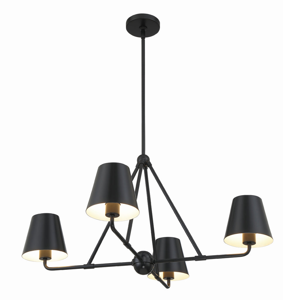 Xavier 4 Light Matte Black Chandelier Crystorama