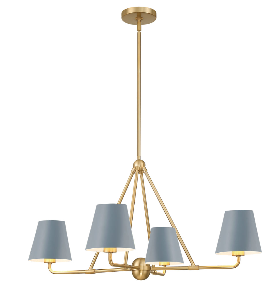 Xavier 4 Light Vibrant Gold + Blue Chandelier Crystorama