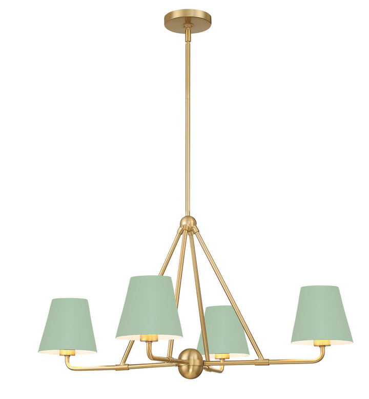 Xavier 4 Light Vibrant Gold + Green Chandelier Crystorama