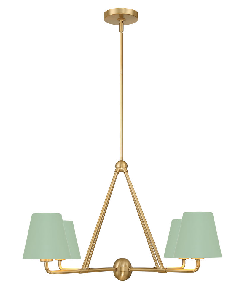 Xavier 4 Light Vibrant Gold + Green Chandelier Crystorama