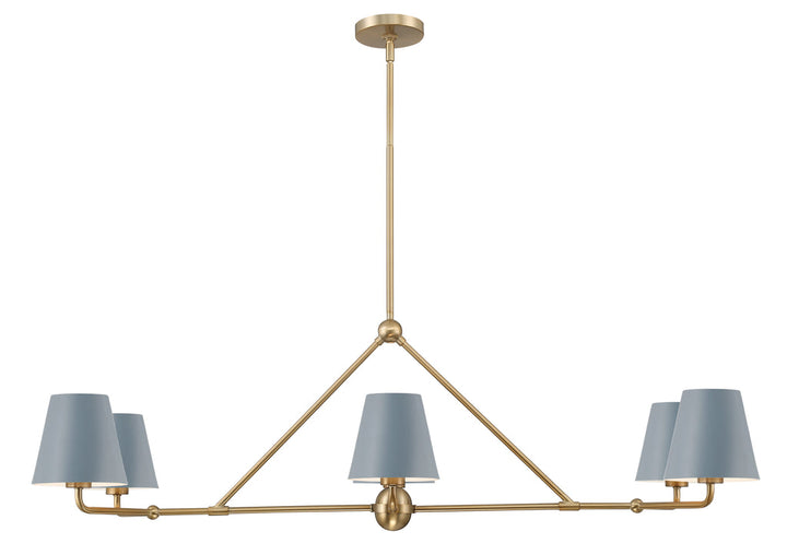 Xavier 6 Light Vibrant Gold + Blue Chandelier Crystorama