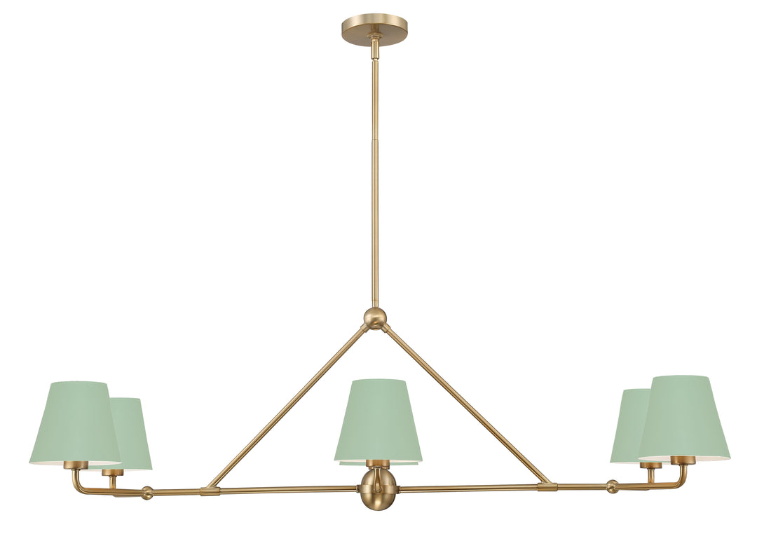 Xavier 6 Light Vibrant Gold + Green Chandelier Crystorama