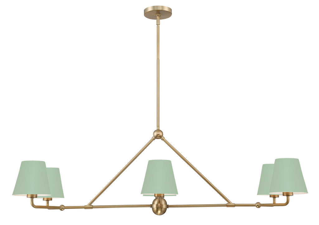 Xavier 6 Light Vibrant Gold + Green Chandelier Crystorama