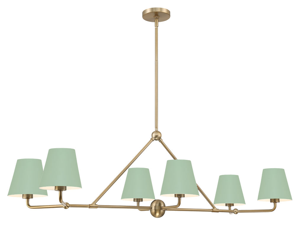 Xavier 6 Light Vibrant Gold + Green Chandelier Crystorama