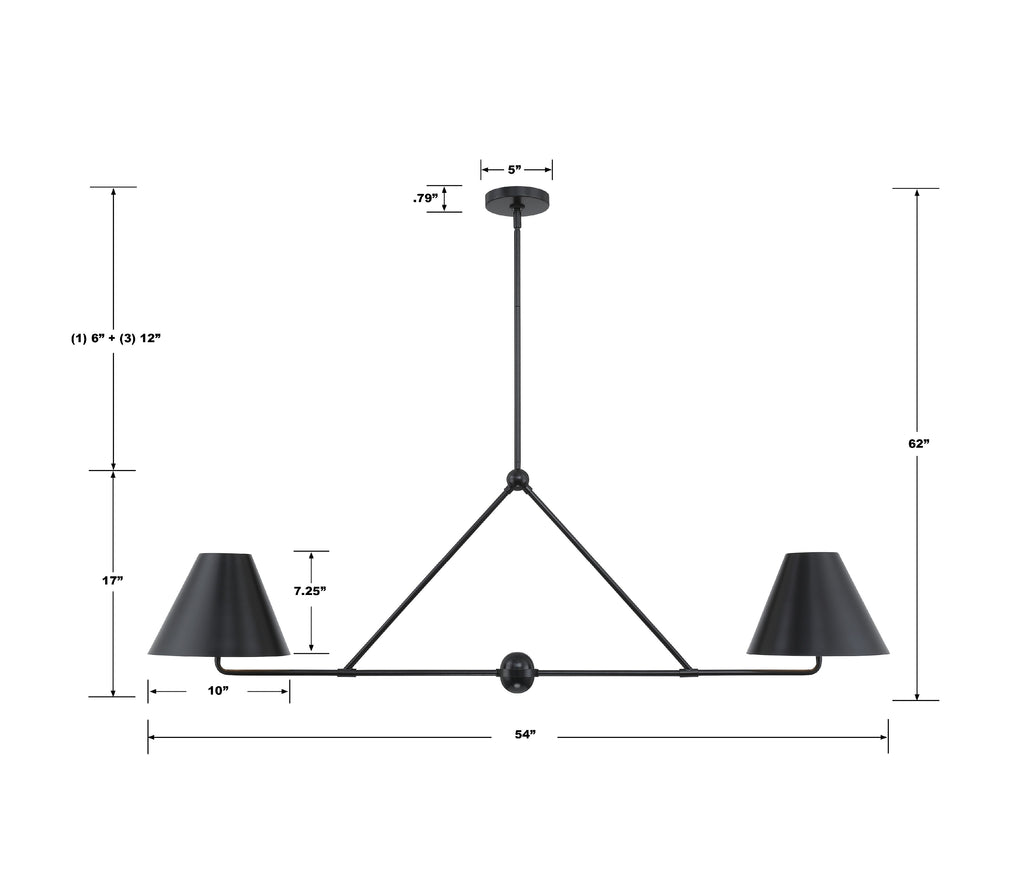 Xavier 4 Light Matte Black Chandelier Crystorama