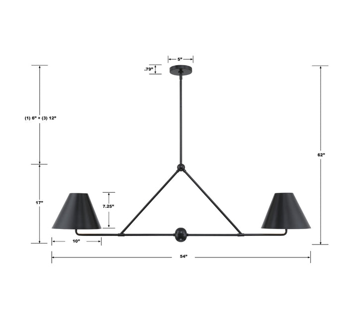 Xavier 4 Light Matte Black Chandelier Crystorama