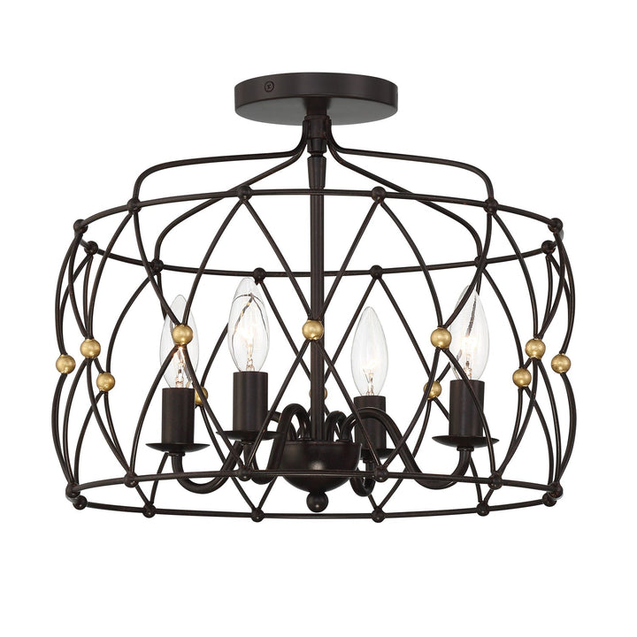 Crystorama Crystorama Zucca 4 Light English Bronze + Antique Gold Semi Flush Mount