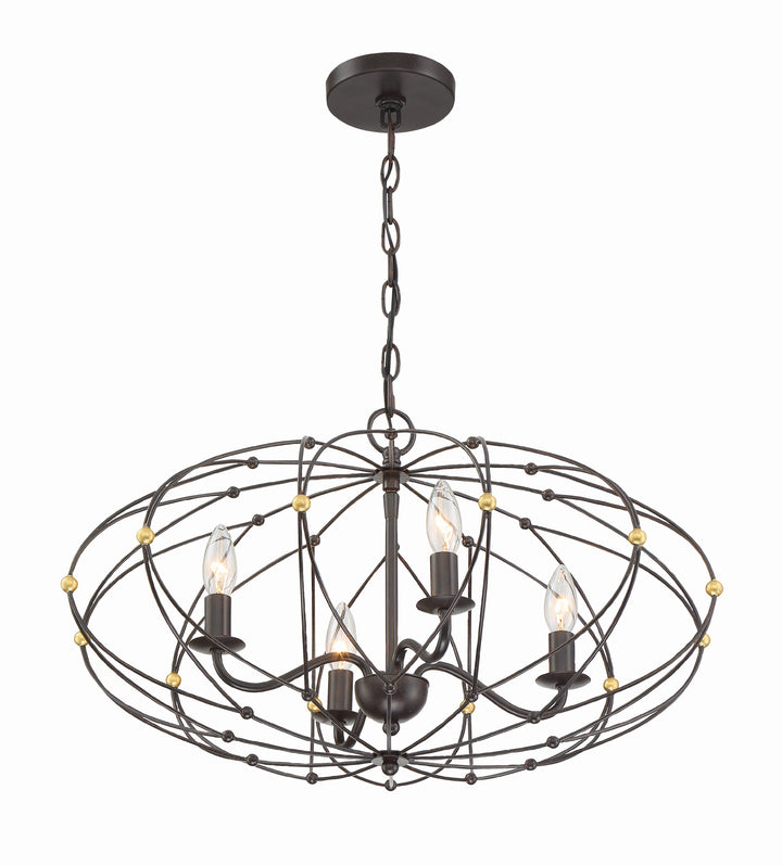 Zucca 4 Light English Bronze + Antique Gold Chandelier Crystorama