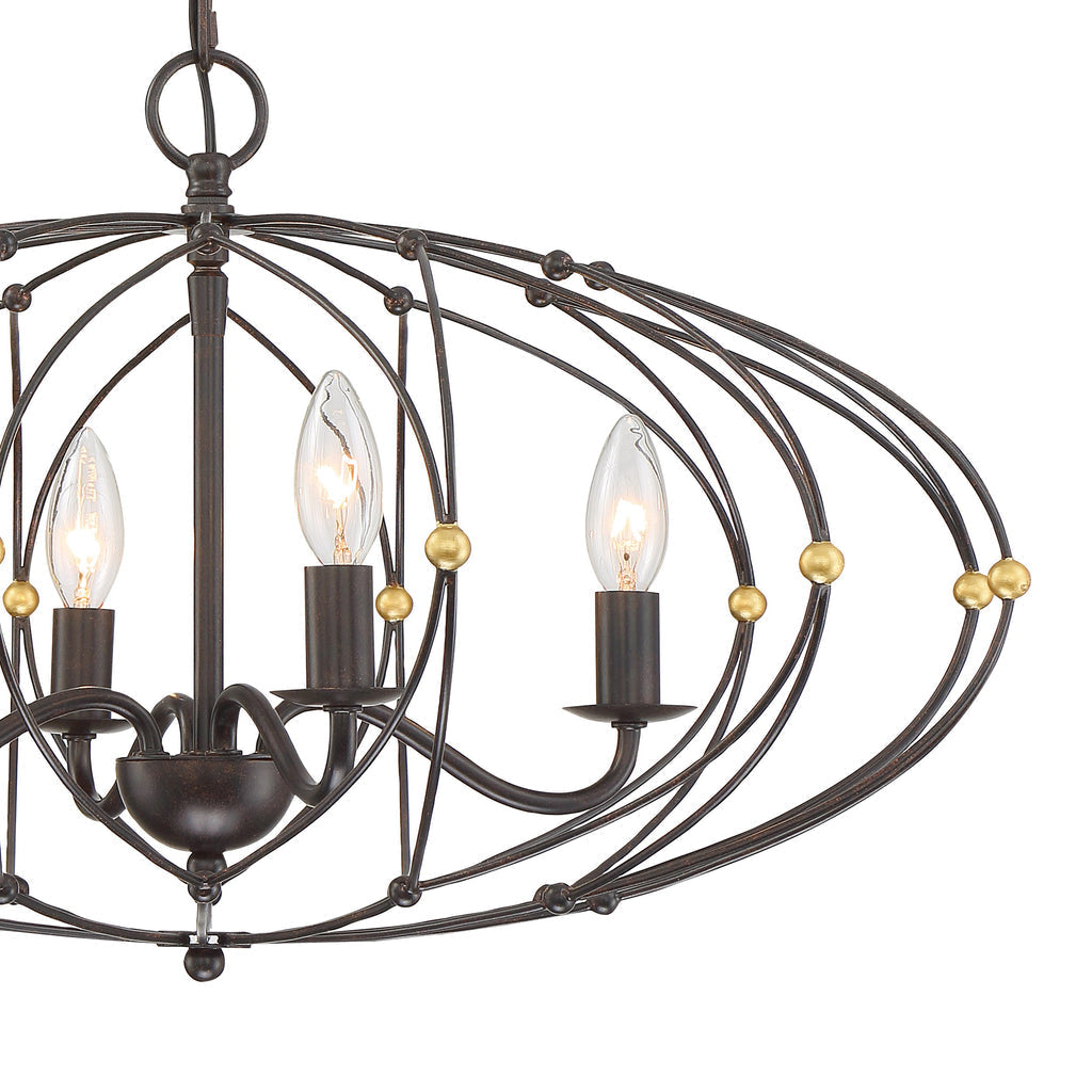 Zucca 4 Light English Bronze + Antique Gold Chandelier Crystorama