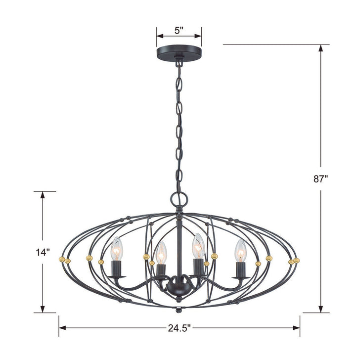 Zucca 4 Light English Bronze + Antique Gold Chandelier Crystorama