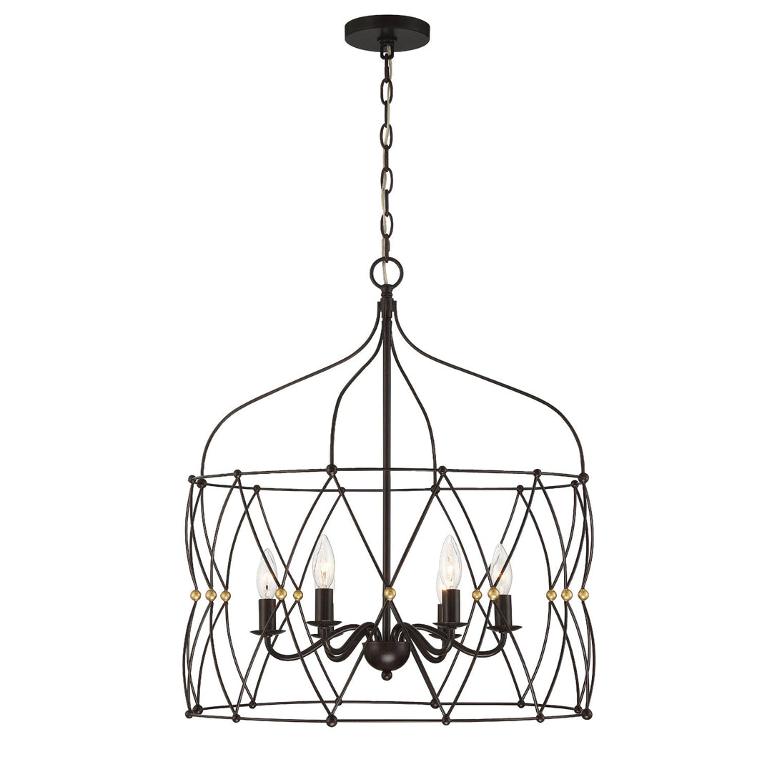 Zucca 6 Light English Bronze + Antique Gold Chandelier Crystorama