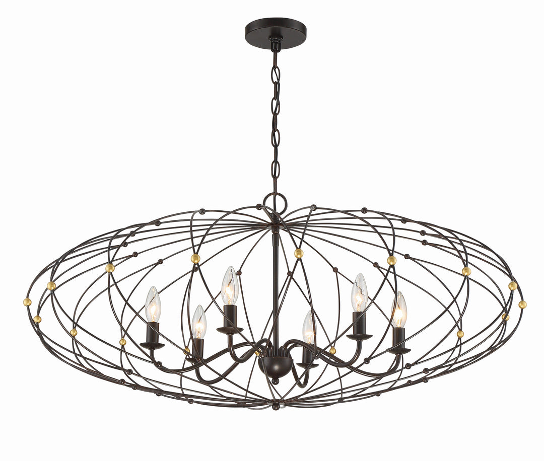 Zucca 6 Light English Bronze + Antique Gold Chandelier Crystorama