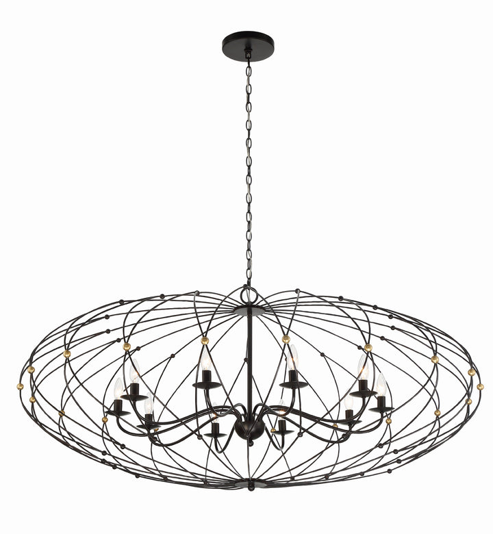 Zucca 10 Light English Bronze + Antique Gold Chandelier Crystorama