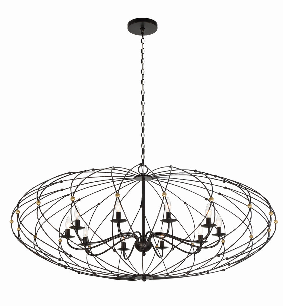 Zucca 10 Light English Bronze + Antique Gold Chandelier Crystorama