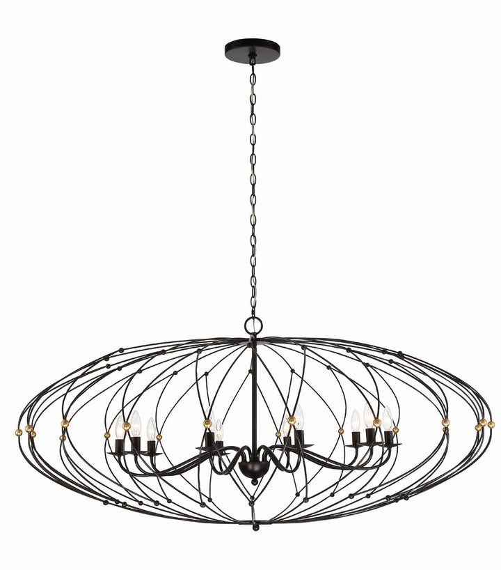 Zucca 10 Light English Bronze + Antique Gold Chandelier Crystorama