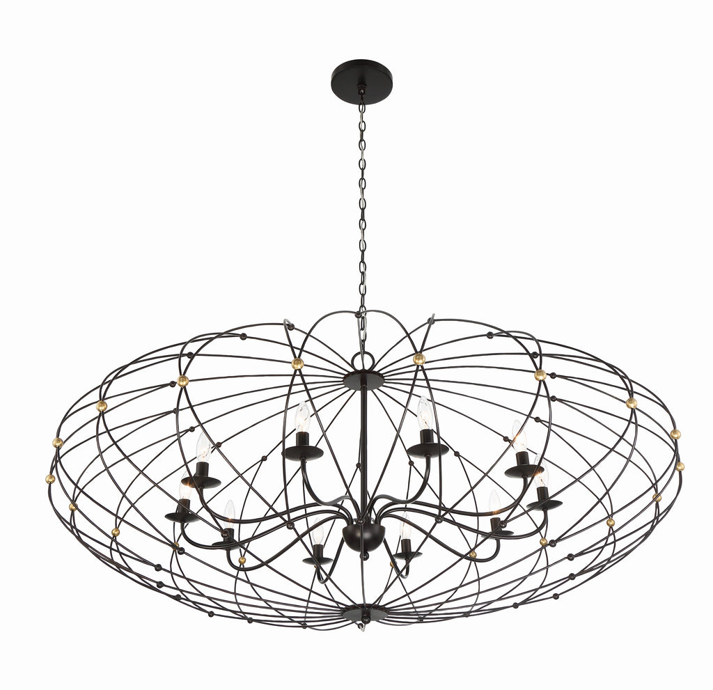 Zucca 10 Light English Bronze + Antique Gold Chandelier Crystorama