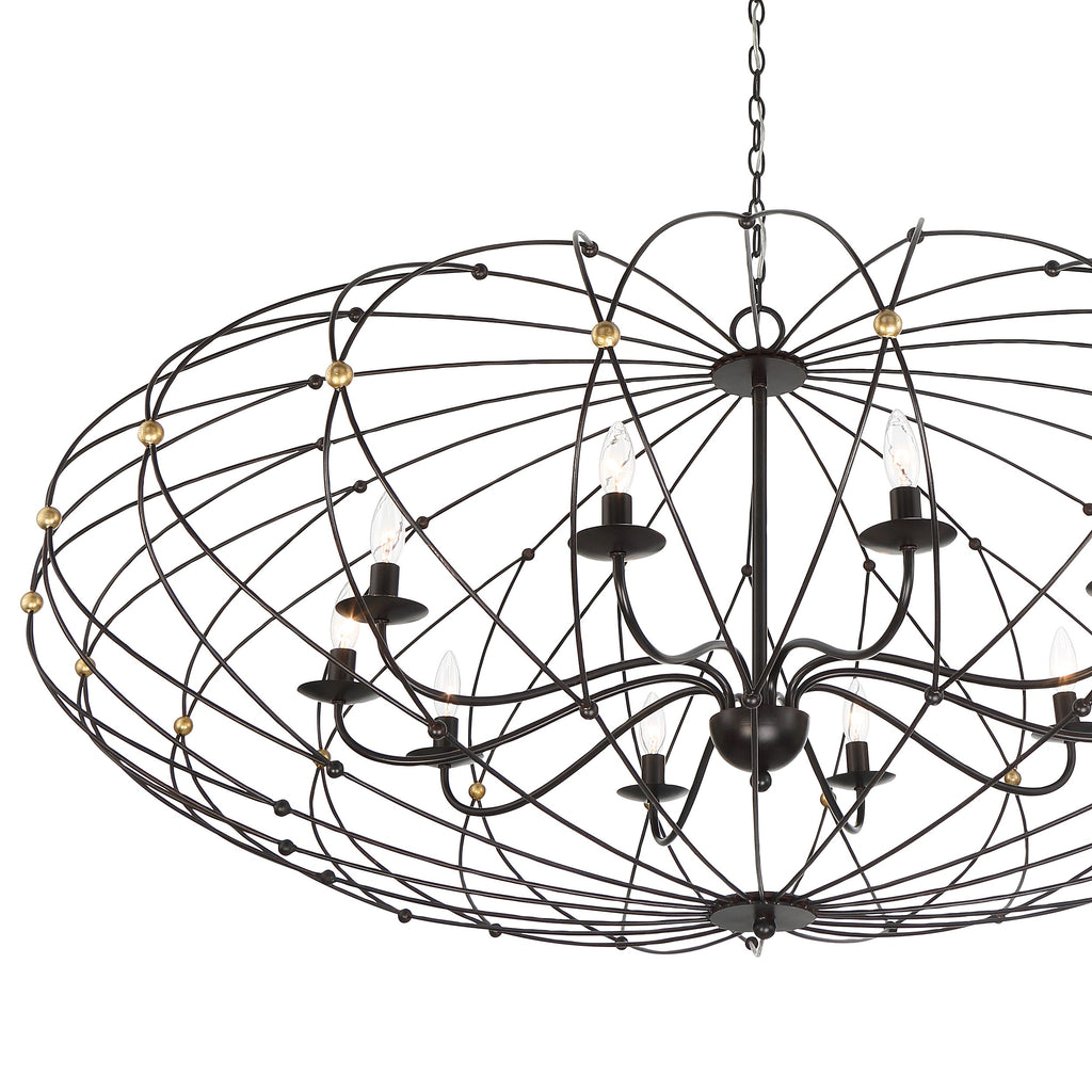 Zucca 10 Light English Bronze + Antique Gold Chandelier Crystorama