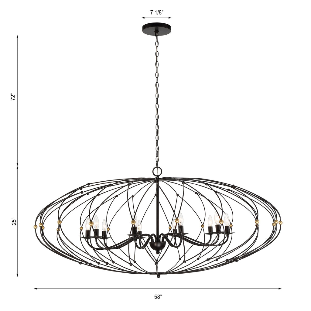 Zucca 10 Light English Bronze + Antique Gold Chandelier Crystorama