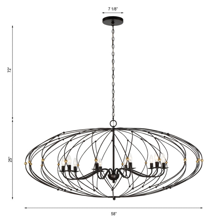 Zucca 10 Light English Bronze + Antique Gold Chandelier Crystorama