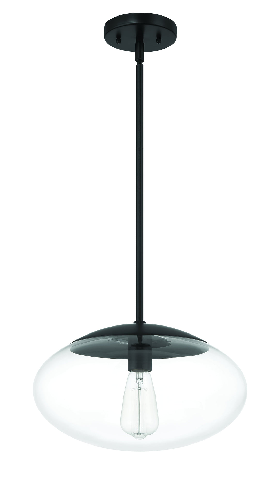 Gaze 14" 1 Light Oval Pendant in Flat Black CRAFTMADE