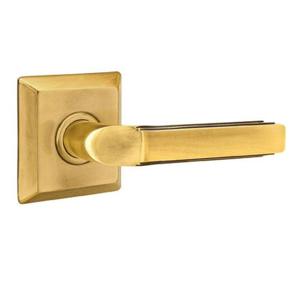 EMTEK Solid Brass Milano Lever With Quincy Rosette