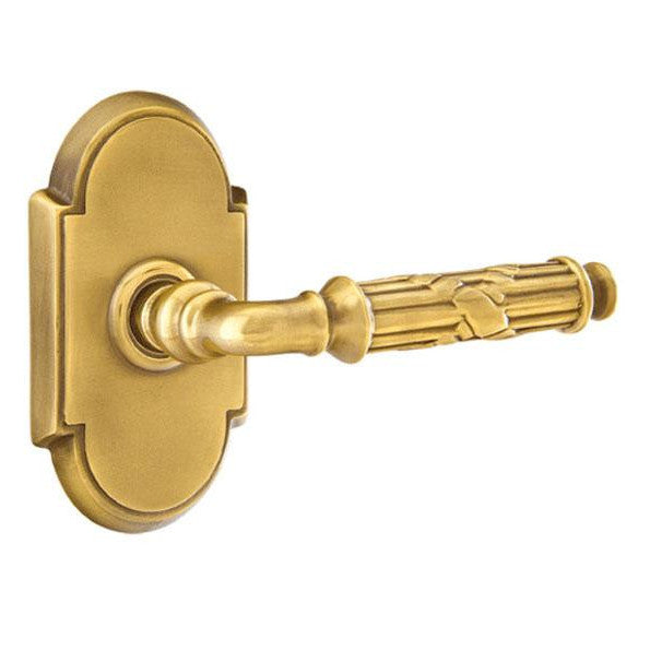 EMTEK Solid Brass Ribbon & Reed Lever With # 8 Rosette (Many Finishes Available)