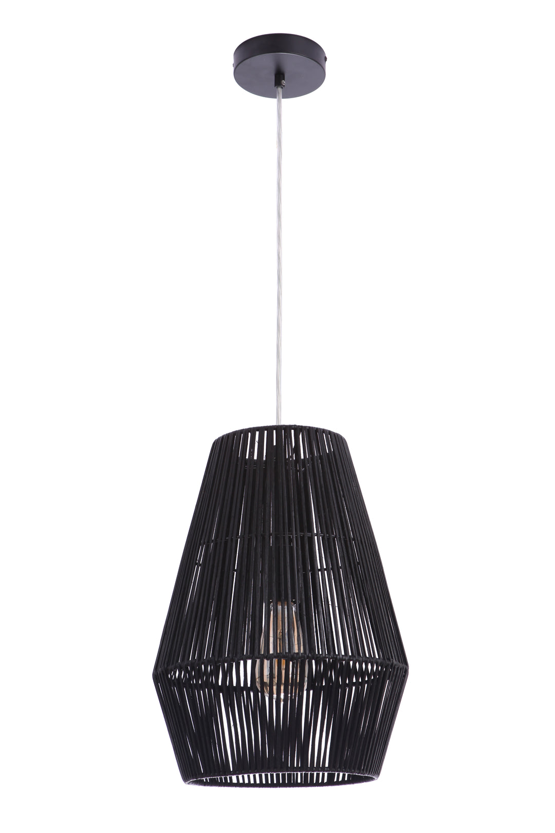 Natural Pendant 1 Light Pendant w/ Woven Black Rattan Shade CRAFTMADE