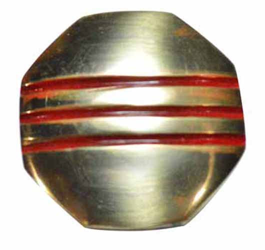 1 Inch Triple Red Striped Octagon Solid Brass Cabinet and Furniture Knob COPPER MOUNTAIN HARDWARE