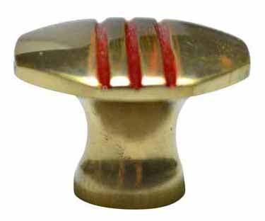 1 Inch Triple Red Striped Octagon Solid Brass Cabinet and Furniture Knob COPPER MOUNTAIN HARDWARE