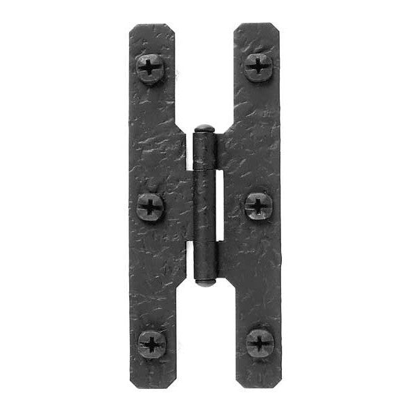 ACORN MANUFACTURING 4 1/2 Inch Cast Iron H Hinge: Pair of Black Matte Iron Hinges (Flush Finish)