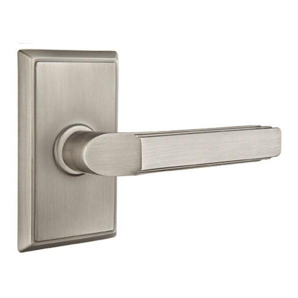 EMTEK Solid Brass Milano Lever With Rectangular Rosette